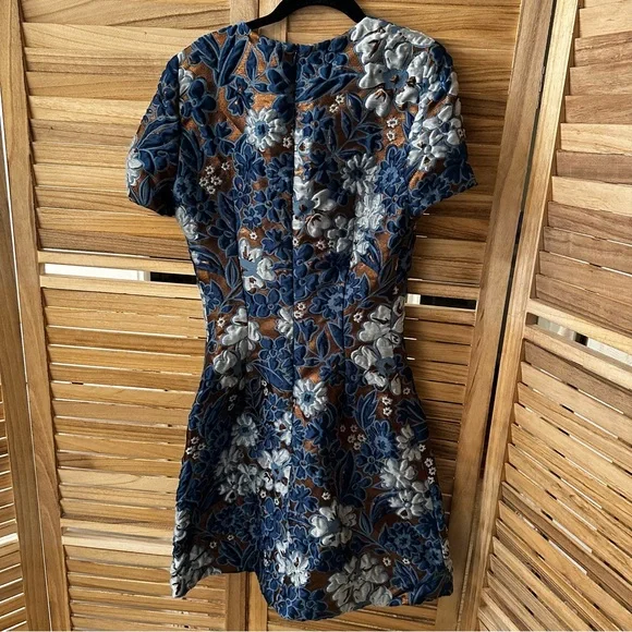 Burberry Prorsum Blue Metallic Short Sleeves Mini Dress size 4 - Picture 2 of 11